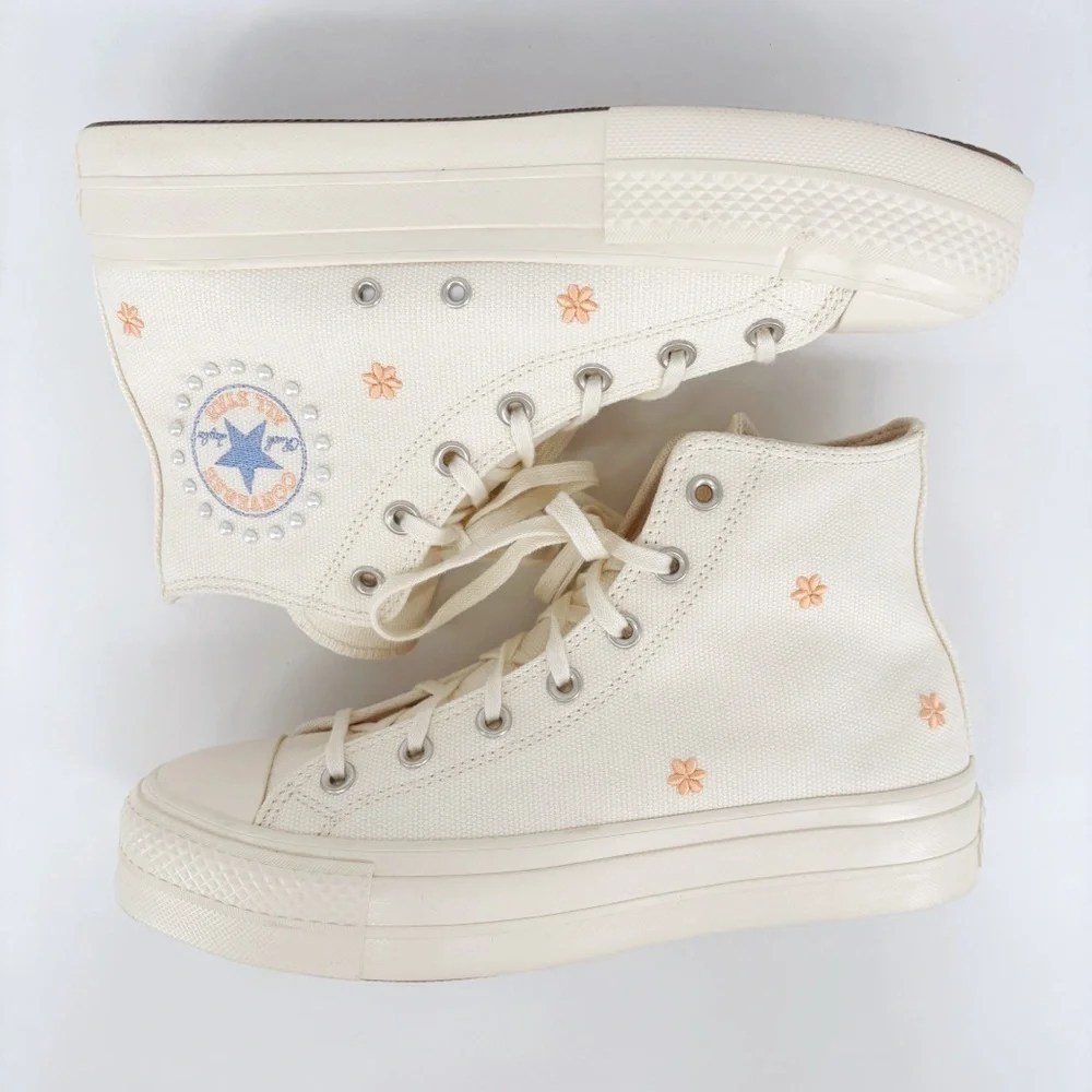 CONVERSE Chuck Taylor All Star Lift Platform Hi Pearls Cream Sneakers 10